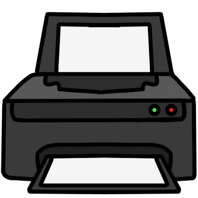 a drawing with black outlines of an inkjet printer.